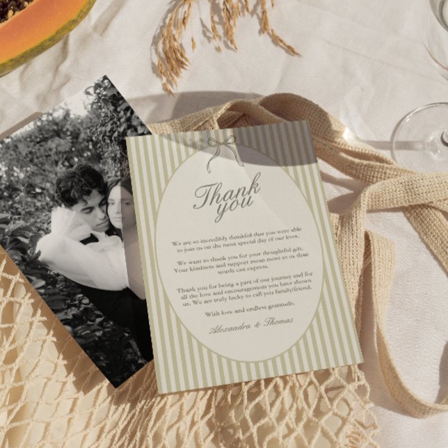 Carte de remerciements de Mariage vert en bande lu (Créateur téléchargé)