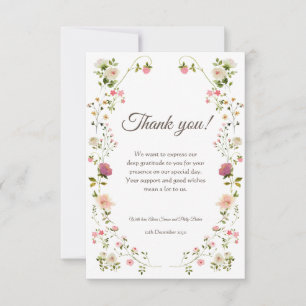 Carte de remerciements de Mariage vert et blanc
