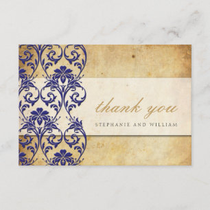Carte de remerciements de Mariage Vintage Royal Bl