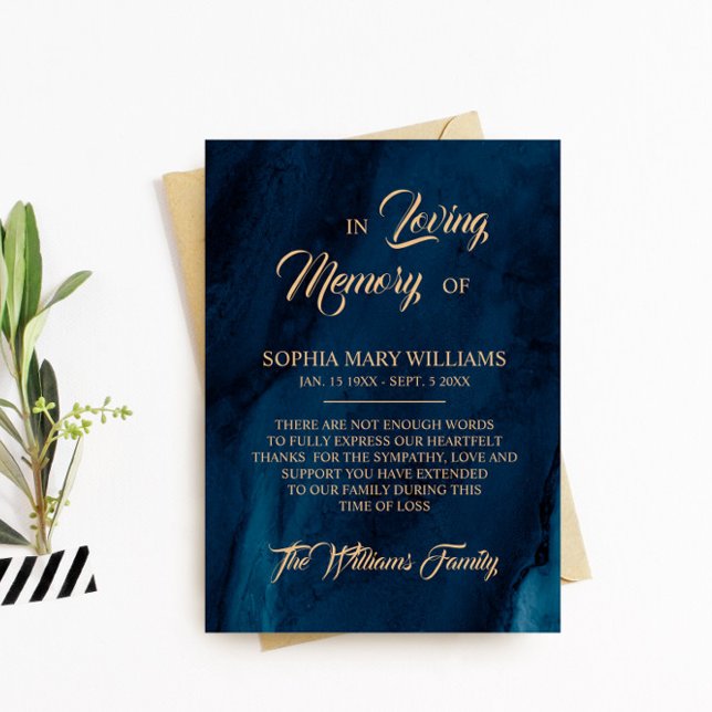 Carte de remerciements de mémoire de la Sympathie  (Créateur téléchargé)