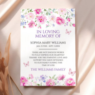 Carte de remerciements de mémoire de Sympathie Fle