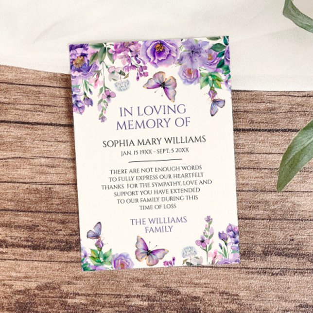 Carte de remerciements de mémoire Sympathy Flowers (Créateur téléchargé)