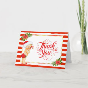 Carte de remerciements de Noël de rayure de sucre