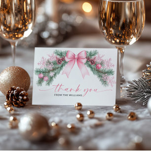 Carte de remerciements de Noël Pink Bow