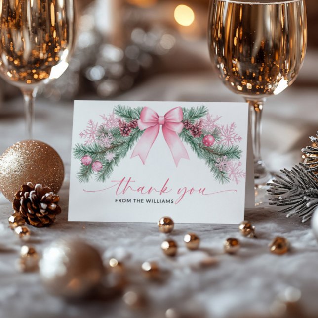 Carte de remerciements de Noël Pink Bow (Créateur téléchargé)
