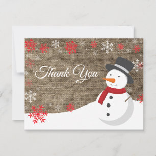 Carte de remerciements de Noël Snowman