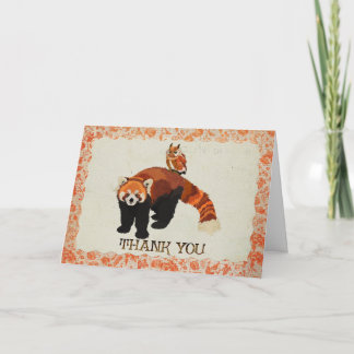 Carte de remerciements de panda rouge et de hibou
