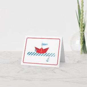 Carte de remerciements de papier du bateau  