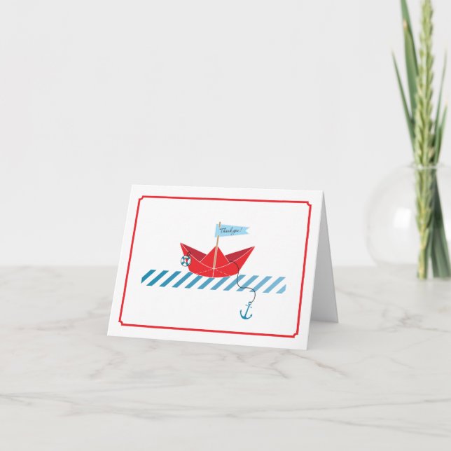 Carte de remerciements de papier du bateau | (Devant)