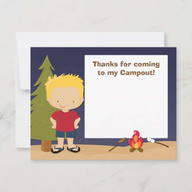 Carte de remerciements de partie de camping (Devant)