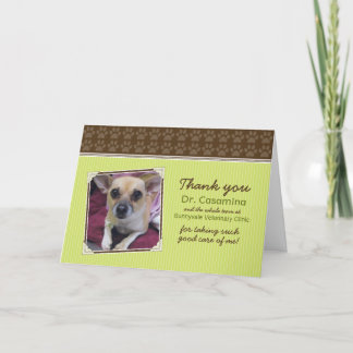 Carte de remerciements de pattes pour le Vet (vert