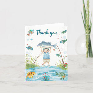 Carte de remerciements de pêche avec pêche avec ga