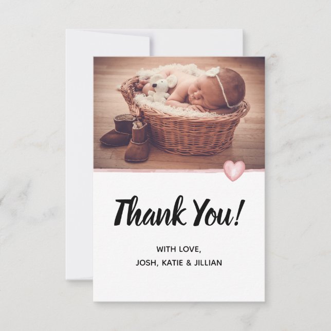 Carte de remerciements de photo de bébé (Devant)