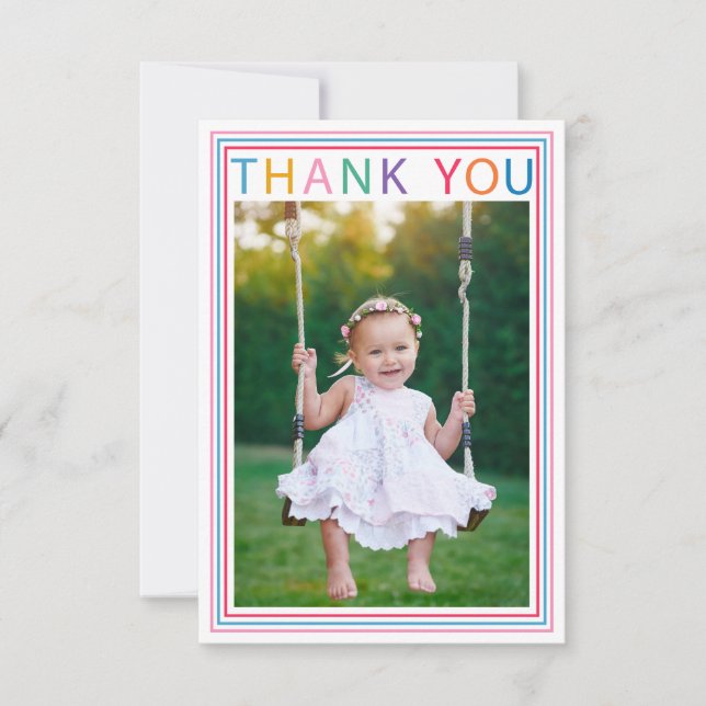 Carte de remerciements de photo frontière arc-en-c (Devant)