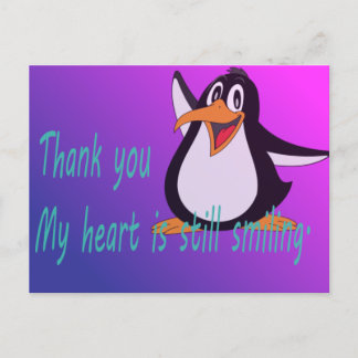 Carte de remerciements de pingouin mignon