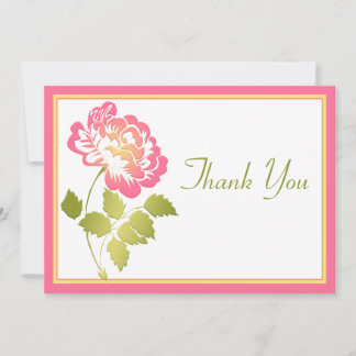 Carte de remerciements de pivoine rose, jaune et v