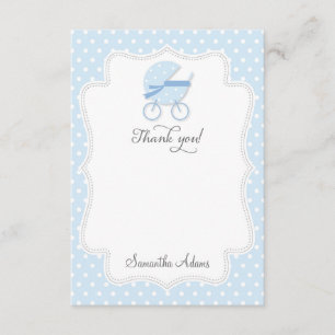 Carte de remerciements de poussette de bébé (bleu)