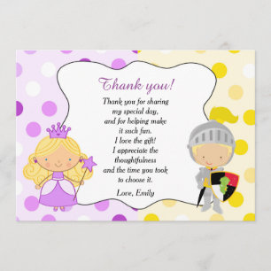 Carte de remerciements de princesse et de