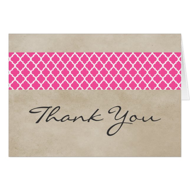 Carte de remerciements de Quatrefoil Rustique Rose (Devant Horizontal)