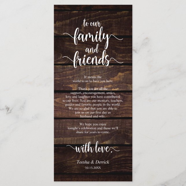 Carte de remerciements de réglage du Mariage rusti (Devant)