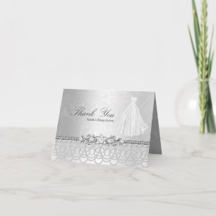 Carte de remerciements de robe et de bijoux mariag