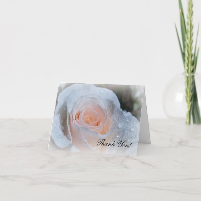 Carte de remerciements de rose blanc (Devant)