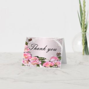 Carte de remerciements de roses roses élégants et