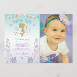 Carte de remerciements de sirène sous le Merci de