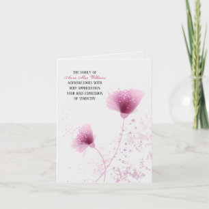 Carte de remerciements de sympathie florale rose