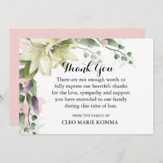 Carte de remerciements de sympathie pour les coule