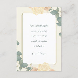 Carte de remerciements de sympathie pour les roses