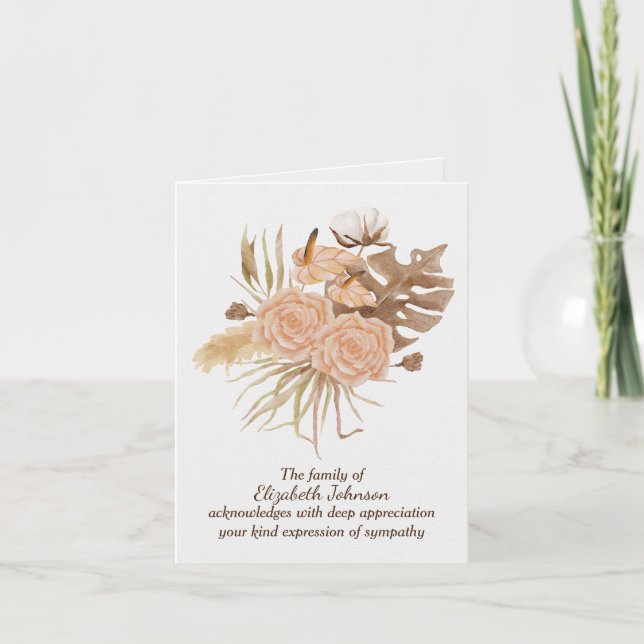 Carte de remerciements de sympathie Rose d'automne (Devant)