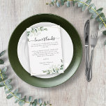 Carte de remerciements de table de mariage Eucalyp<br><div class="desc">Ces cartes de remerciement de réception de mariage peuvent être placées sur la table pour remercier vos invités de partager votre célébration.</div>