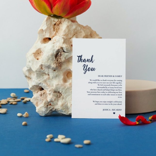 Carte de remerciements de table Mariage bleu Dusty (Créateur téléchargé)