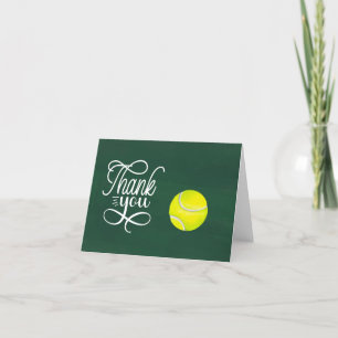 Carte de remerciements de tennis avec balle sur le
