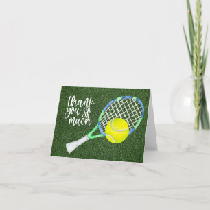 Carte de remerciements de tennis avec balle sur le