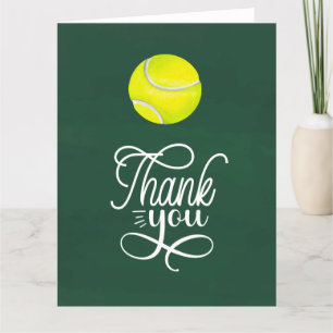 Carte de remerciements de tennis avec balle sur le