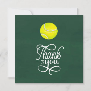 Carte de remerciements de tennis avec balle sur le