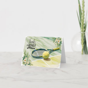 Carte de remerciements de tennis avec balle sur le