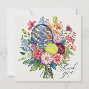 Carte de remerciements de tennis et aquarelle de b
