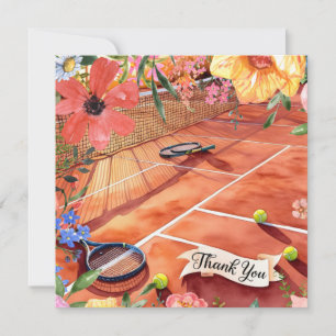 Carte de remerciements de tennis et aquarelle de b