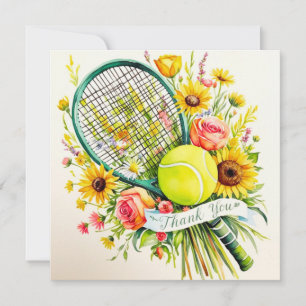 Carte de remerciements de tennis et aquarelle de b
