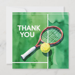 Carte de remerciements de tennis et aquarelle de b