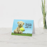 Carte de remerciements de tennis pour joueur de te