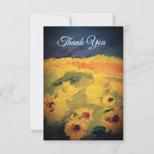 Carte de remerciements de texte personnalisé Sunfl