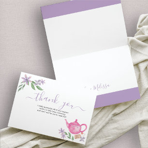 Carte de remerciements de théière rose pâle baby s