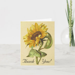 Carte de remerciements de tournesol rustique de st