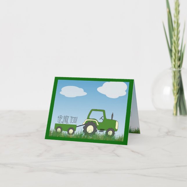 Carte de remerciements de tracteur — mignon aussi  (Devant)