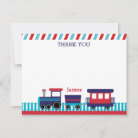 Carte de remerciements de train - Marine bleu & ro