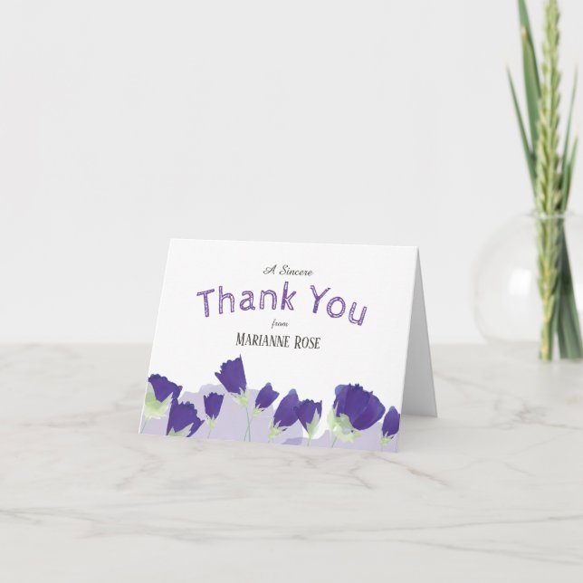 Carte de remerciements de tulipes violettes (Devant)